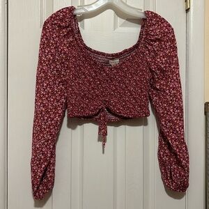 Aeropostale Floral Cropped Long Sleeve Top